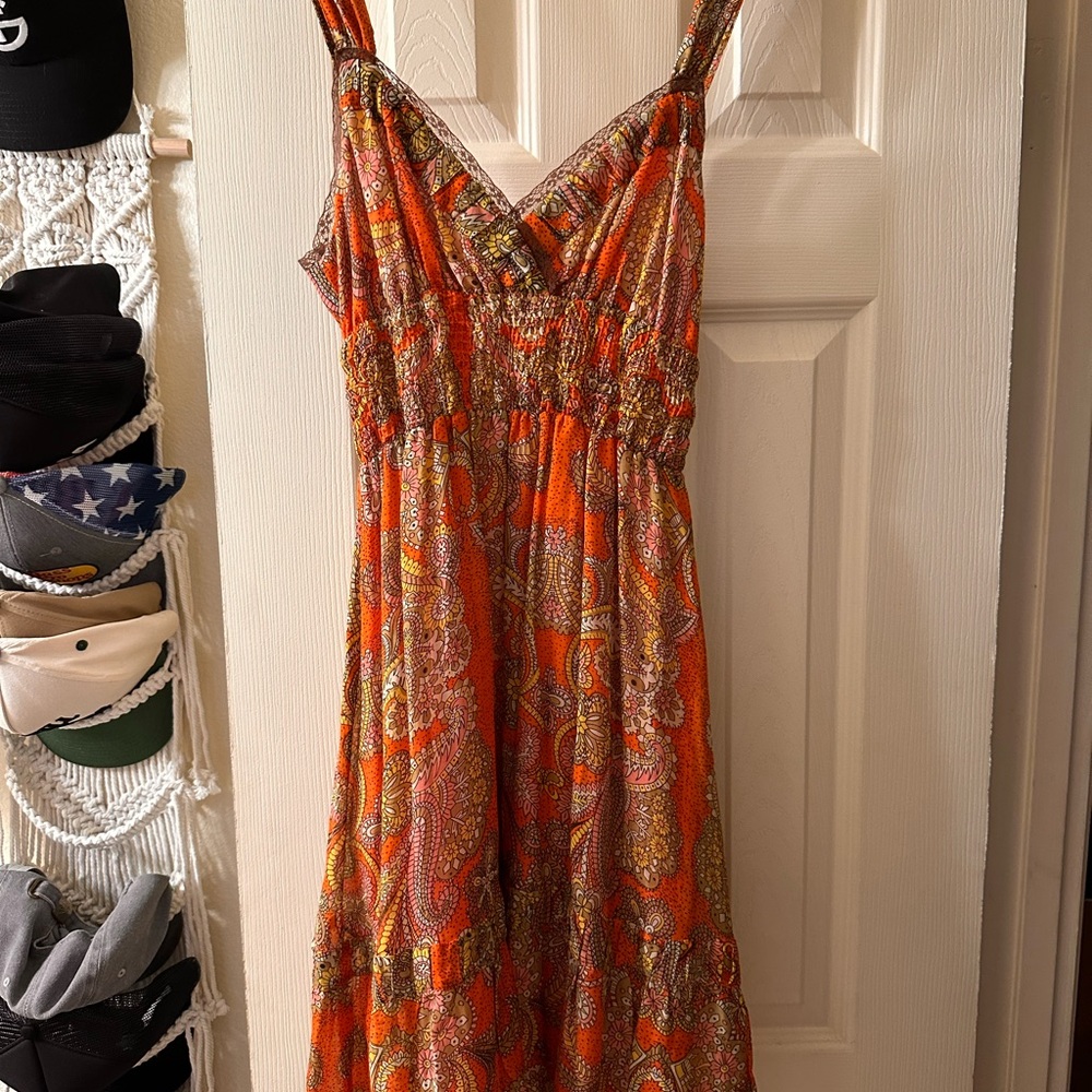 Free People Orange Paisley Maxi Dress